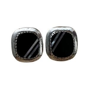 Vintage Onyx Mother of Pearl Sterling Silver Earrings